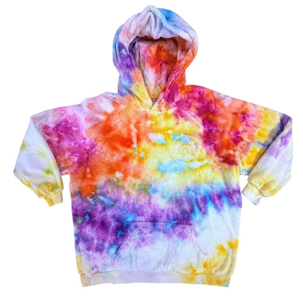 Camp High Collective Tie Dye Fleece Hoodie L/XL Plush Sherpa Terry Streetwear
